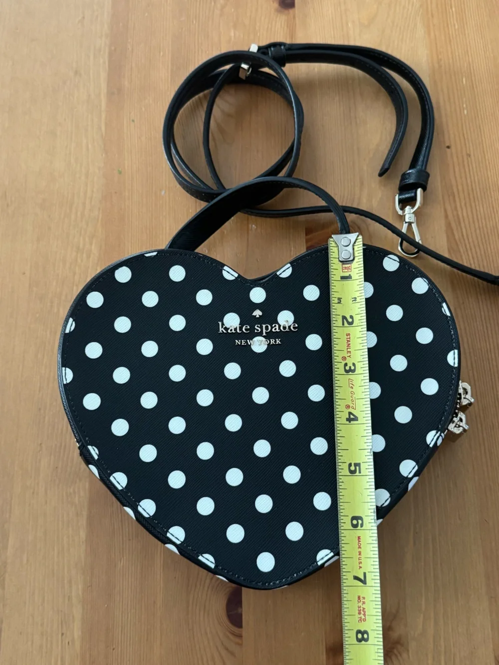 NWOT! Kate Spade Love Shack Black and White Polka Dot Heart Crossbody